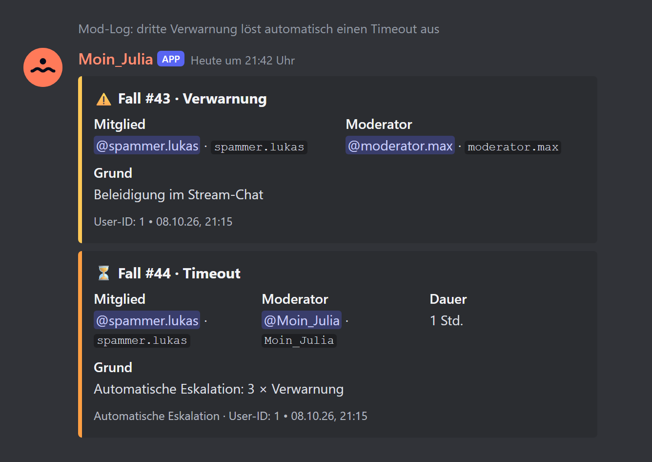 Eskalation im Mod-Log