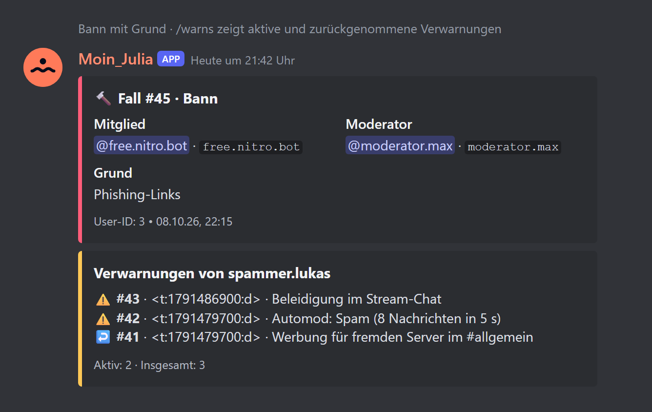 Bann und /warns