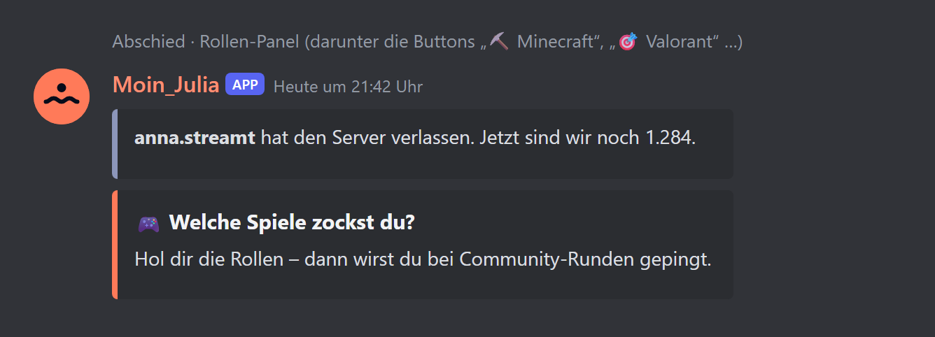 Abschied und Rollen-Panel