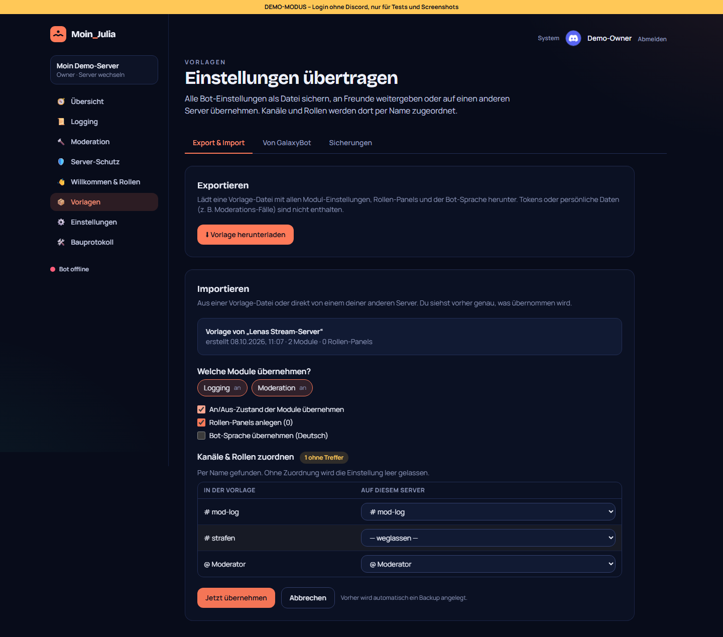 Import mit Zuordnung